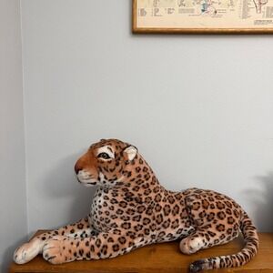 Large 30" Vintage Leopard Plush Stuffed Animal
